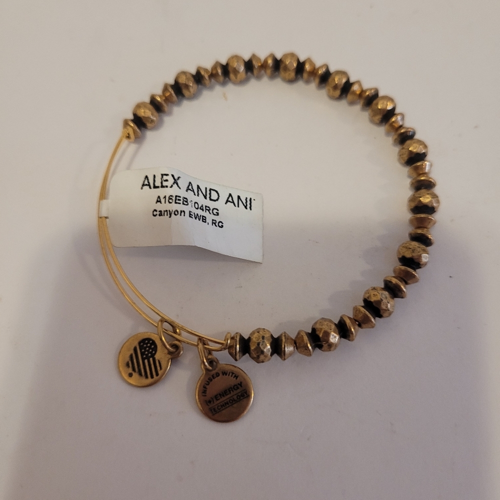 NWT Alex and Ani Canyon Beaded Bracelet in Gold
